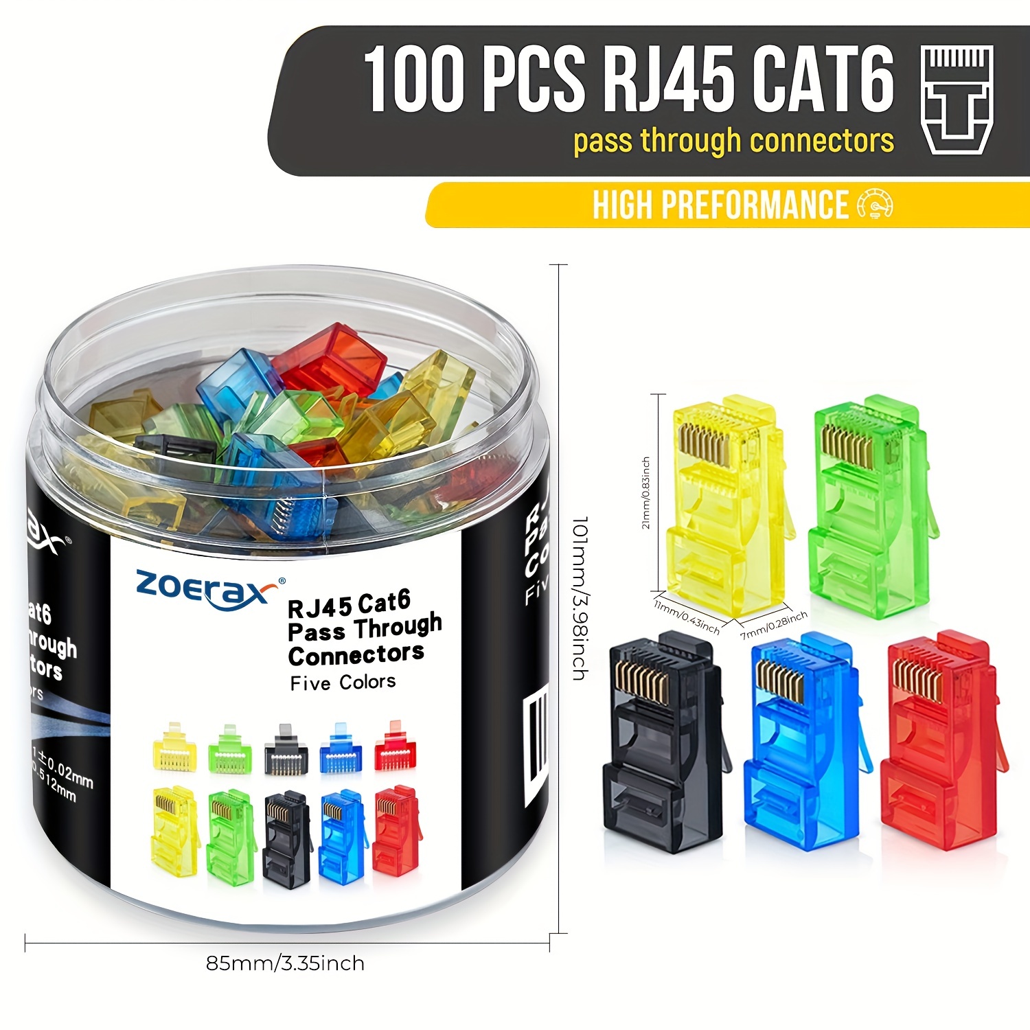 Rj45 Jack - ZoeRax 100 szt. złączy RJ45 Cat6